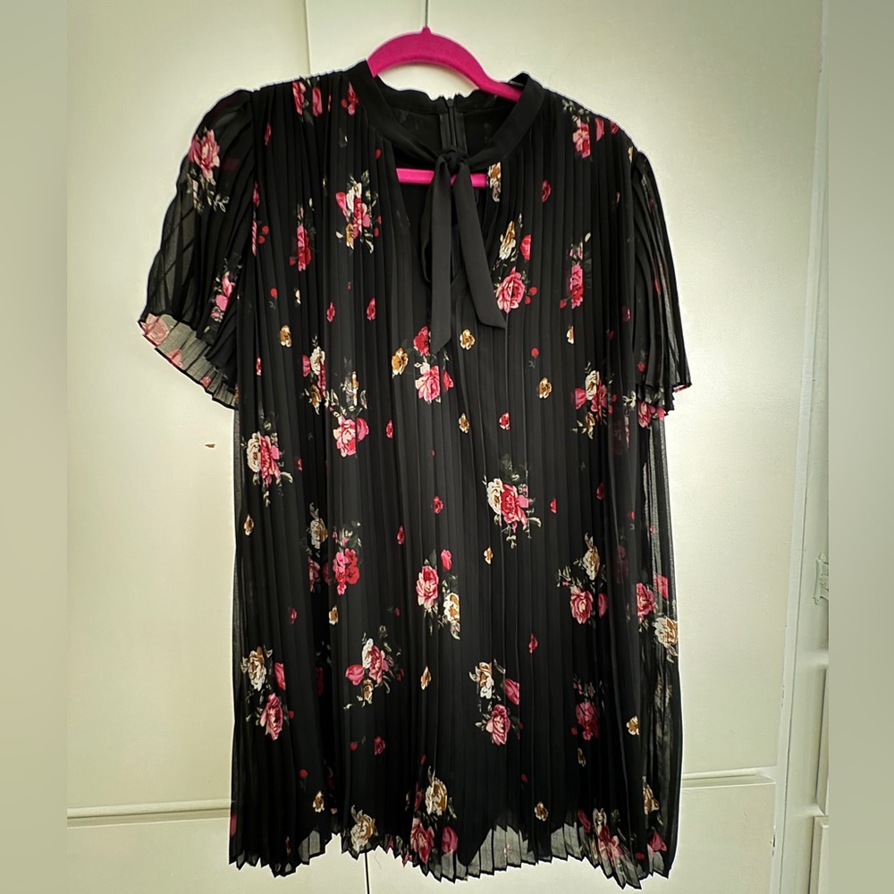 Zara Black Floral Sheer babydoll mini dress